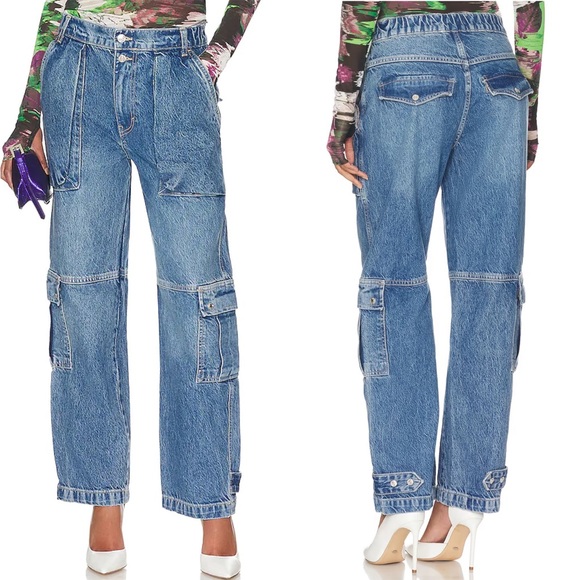 Free People Denim - Free People Marx Slouchy Cargo Bluebell Size 25